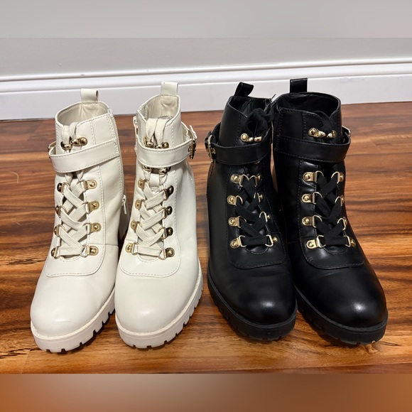 WILD PAIR - Women's Ankle Boots - Black and White - Picture 2 of 8